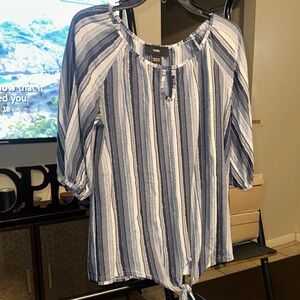 Stylish Vince Striped Blouse in Blue and White